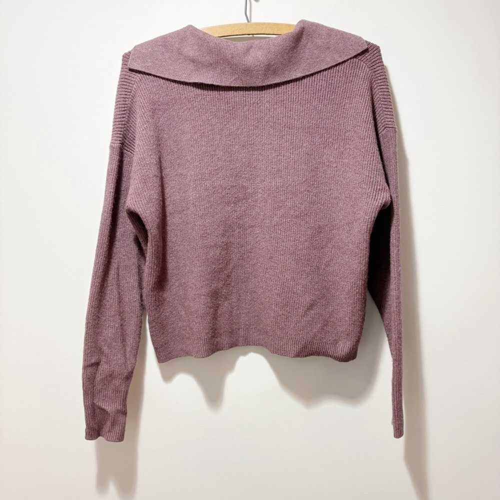 A New Day Collared V-Neck Polo Ribbed Pullover Sweater Size Small Purple Mauve - Picture 4 of 12